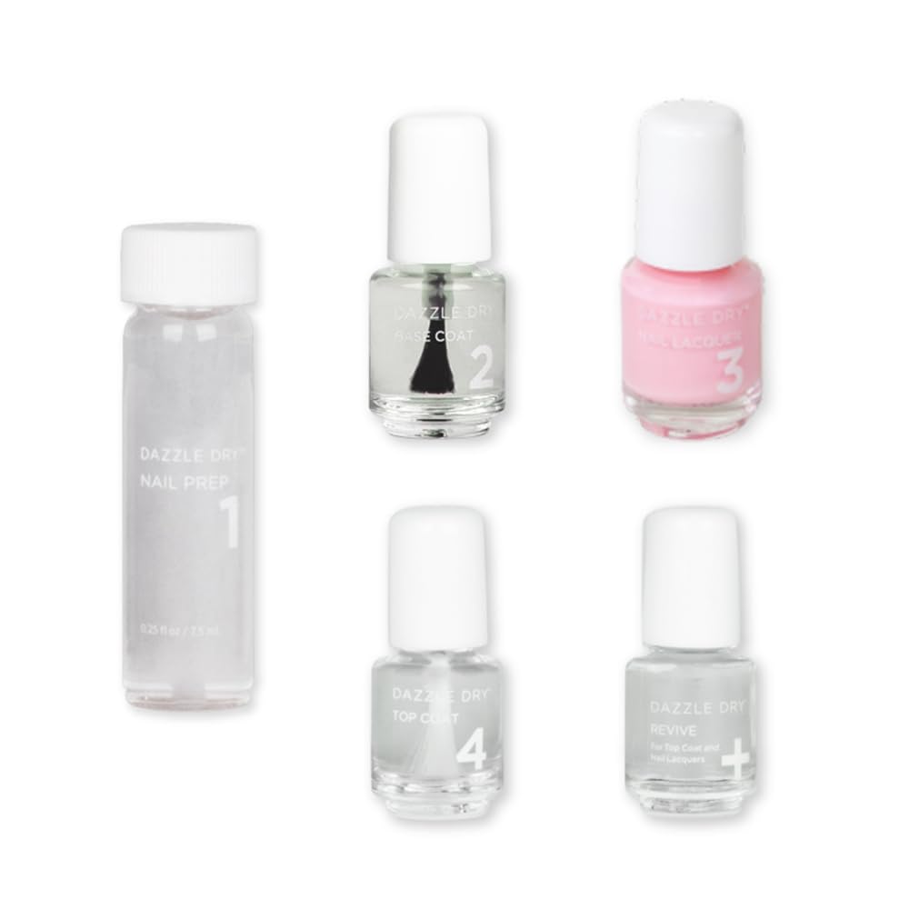 Dazzle Dry Mini Kit 4 Step System - Alluring Charm - A pale pink with a creamy finish. Full coverage cream. (5 Piece Kit / 5 Manicures)