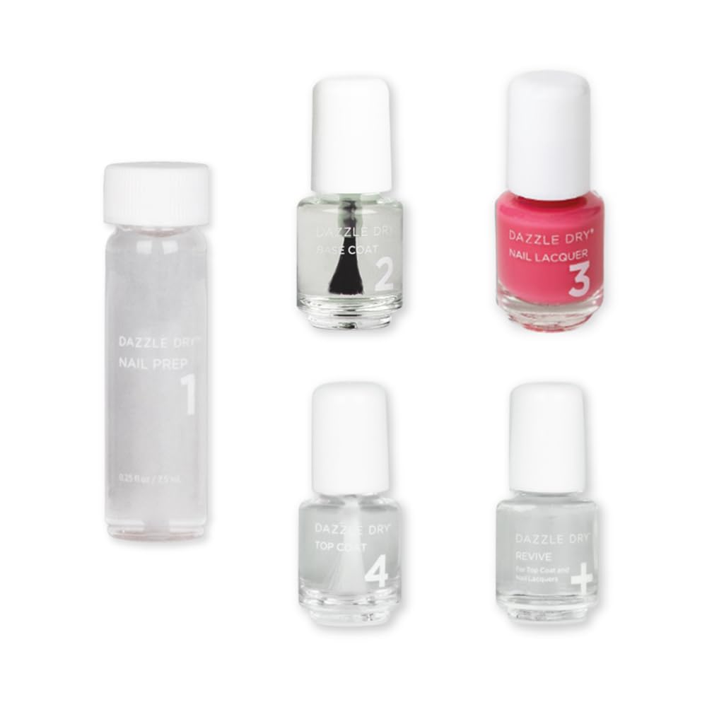 Dazzle Dry Mini Kit 4 Step System - Alluring Charm - A pale pink with a creamy finish. Full coverage cream. (5 Piece Kit / 5 Manicures)