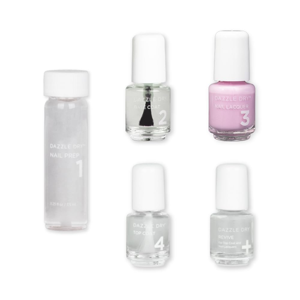 Dazzle Dry Mini Kit 4 Step System - Alluring Charm - A pale pink with a creamy finish. Full coverage cream. (5 Piece Kit / 5 Manicures)