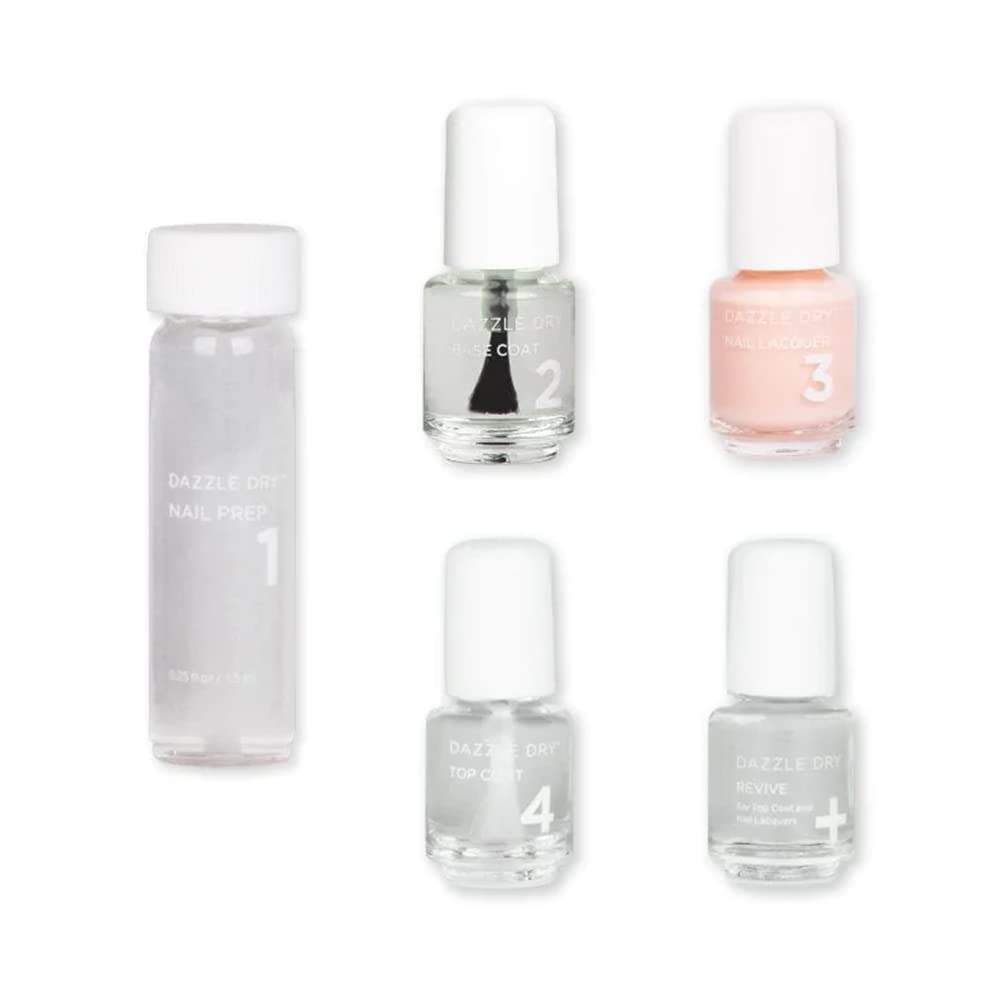 Dazzle Dry Mini Kit 4 Step System - Alluring Charm - A pale pink with a creamy finish. Full coverage cream. (5 Piece Kit / 5 Manicures)
