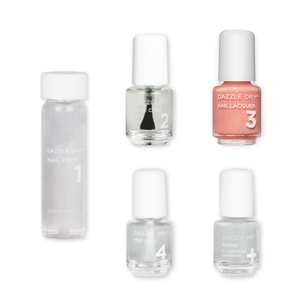 Dazzle Dry Mini Kit 4 Step System - Alluring Charm - A pale pink with a creamy finish. Full coverage cream. (5 Piece Kit / 5 Manicures)