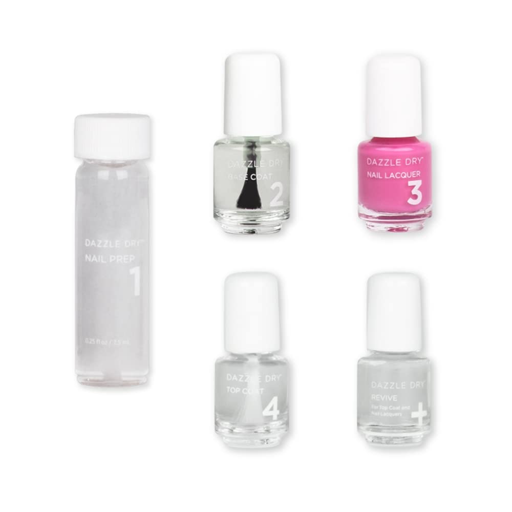 Dazzle Dry Mini Kit 4 Step System - Alluring Charm - A pale pink with a creamy finish. Full coverage cream. (5 Piece Kit / 5 Manicures)