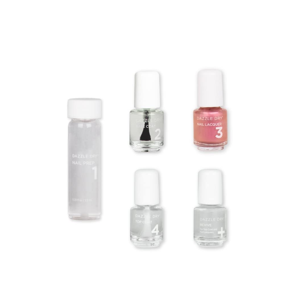 Dazzle Dry Mini Kit 4 Step System - Alluring Charm - A pale pink with a creamy finish. Full coverage cream. (5 Piece Kit / 5 Manicures)