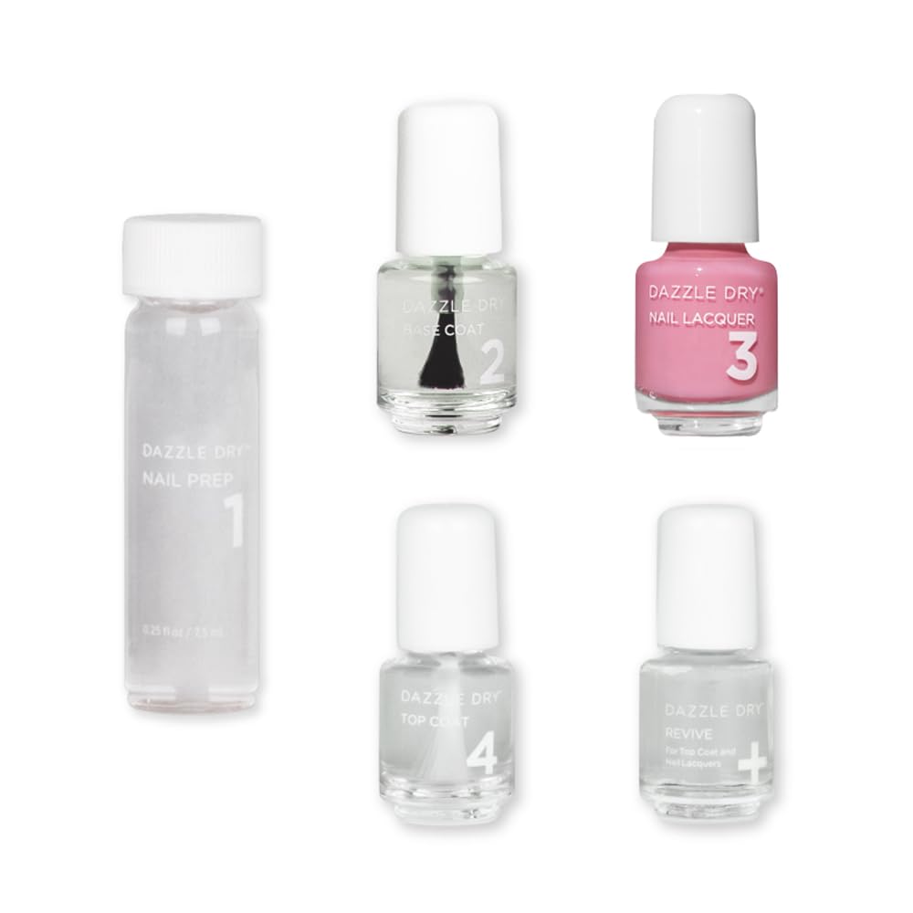 Dazzle Dry Mini Kit 4 Step System - Alluring Charm - A pale pink with a creamy finish. Full coverage cream. (5 Piece Kit / 5 Manicures)