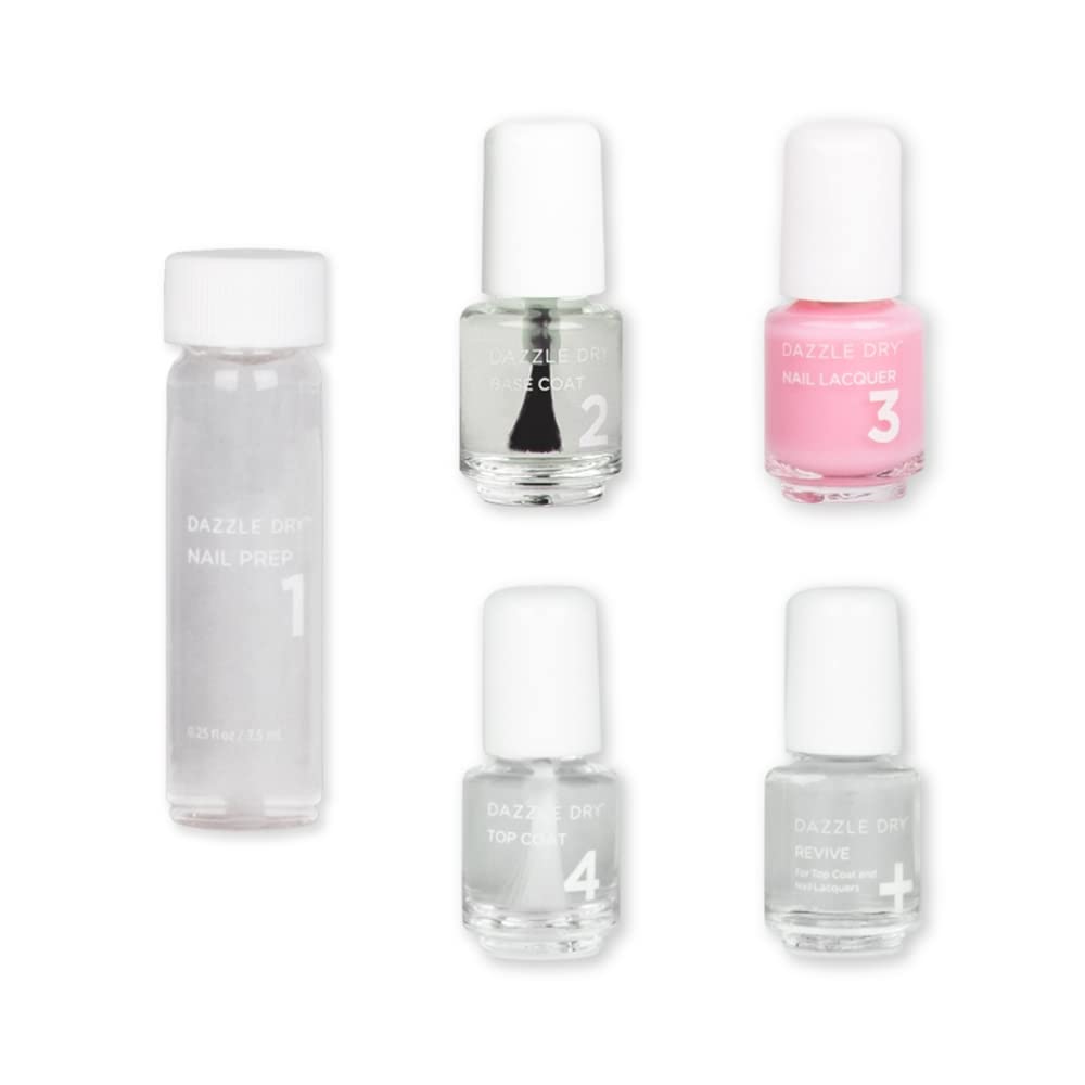 Dazzle Dry Mini Kit 4 Step System - Alluring Charm - A pale pink with a creamy finish. Full coverage cream. (5 Piece Kit / 5 Manicures)