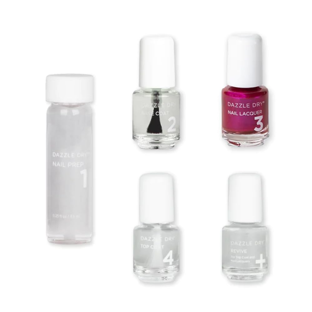 Dazzle Dry Mini Kit 4 Step System - Alluring Charm - A pale pink with a creamy finish. Full coverage cream. (5 Piece Kit / 5 Manicures)