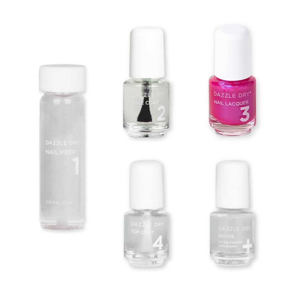 Dazzle Dry Mini Kit 4 Step System - Alluring Charm - A pale pink with a creamy finish. Full coverage cream. (5 Piece Kit / 5 Manicures)