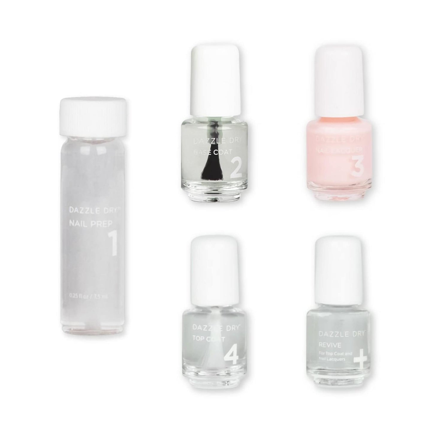 Dazzle Dry Mini Kit 4 Step System - Alluring Charm - A pale pink with a creamy finish. Full coverage cream. (5 Piece Kit / 5 Manicures)