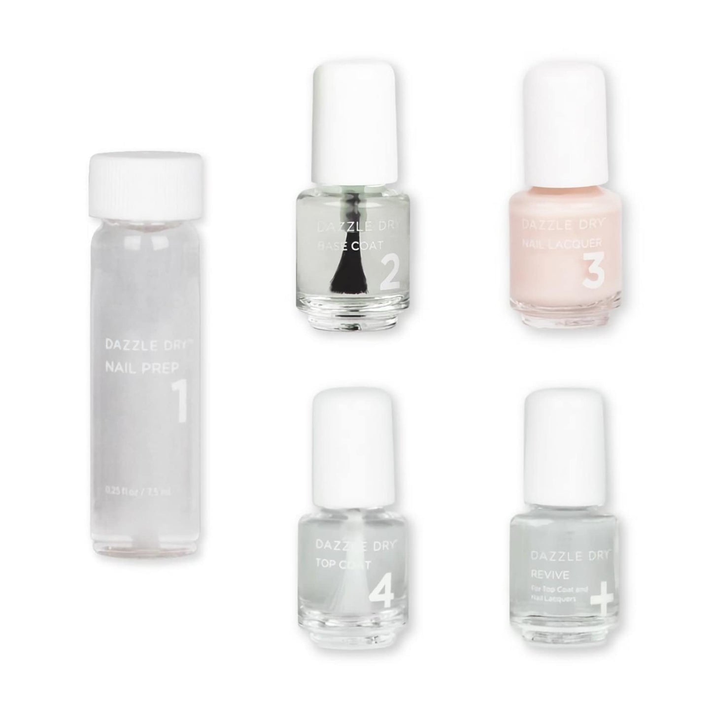 Dazzle Dry Mini Kit 4 Step System - Alluring Charm - A pale pink with a creamy finish. Full coverage cream. (5 Piece Kit / 5 Manicures)