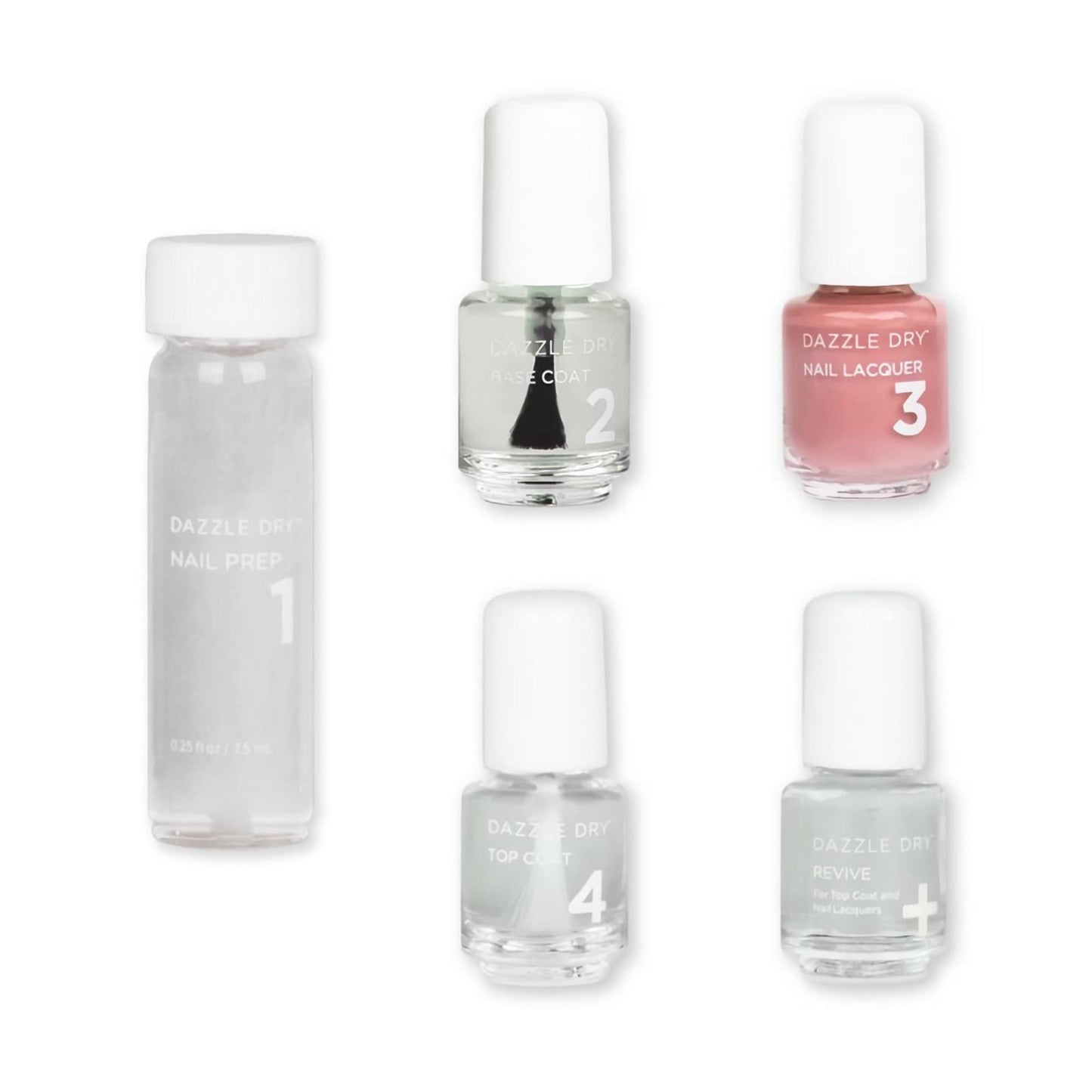 Dazzle Dry Mini Kit 4 Step System - Alluring Charm - A pale pink with a creamy finish. Full coverage cream. (5 Piece Kit / 5 Manicures)