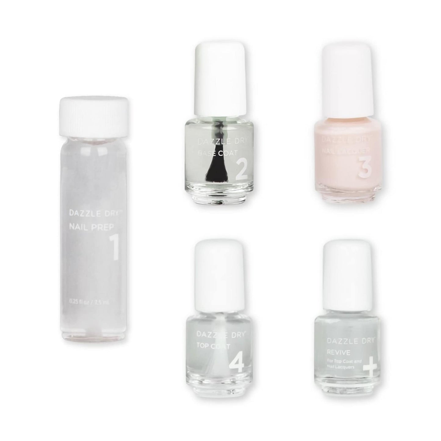 Dazzle Dry Mini Kit 4 Step System - Alluring Charm - A pale pink with a creamy finish. Full coverage cream. (5 Piece Kit / 5 Manicures)