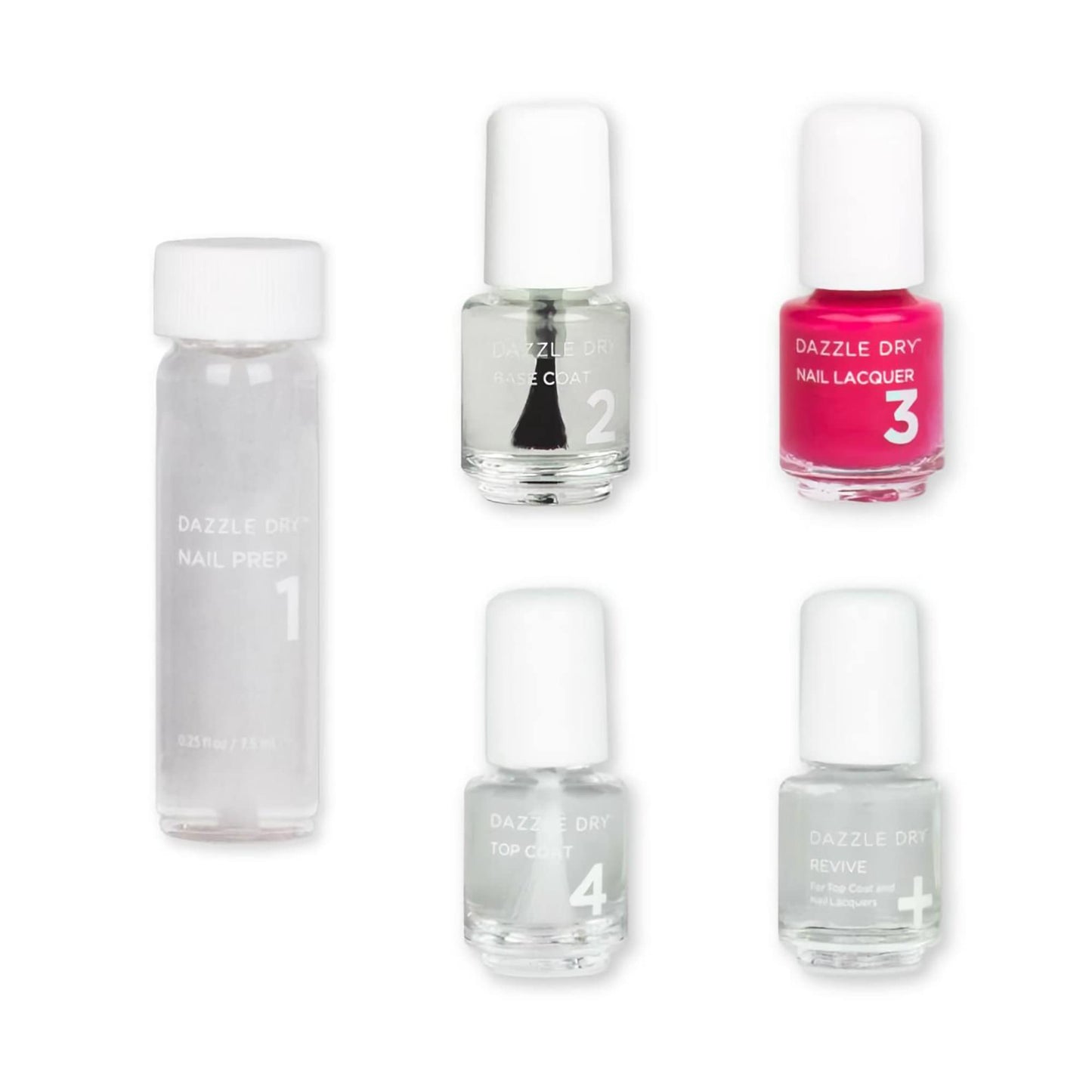 Dazzle Dry Mini Kit 4 Step System - Alluring Charm - A pale pink with a creamy finish. Full coverage cream. (5 Piece Kit / 5 Manicures)
