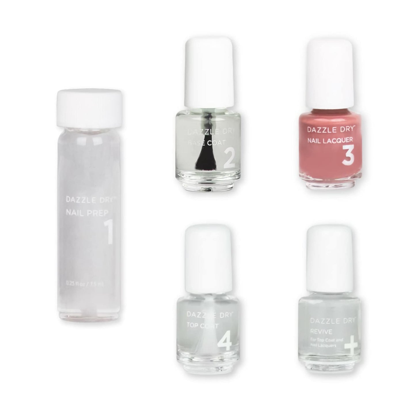 Dazzle Dry Mini Kit 4 Step System - Alluring Charm - A pale pink with a creamy finish. Full coverage cream. (5 Piece Kit / 5 Manicures)