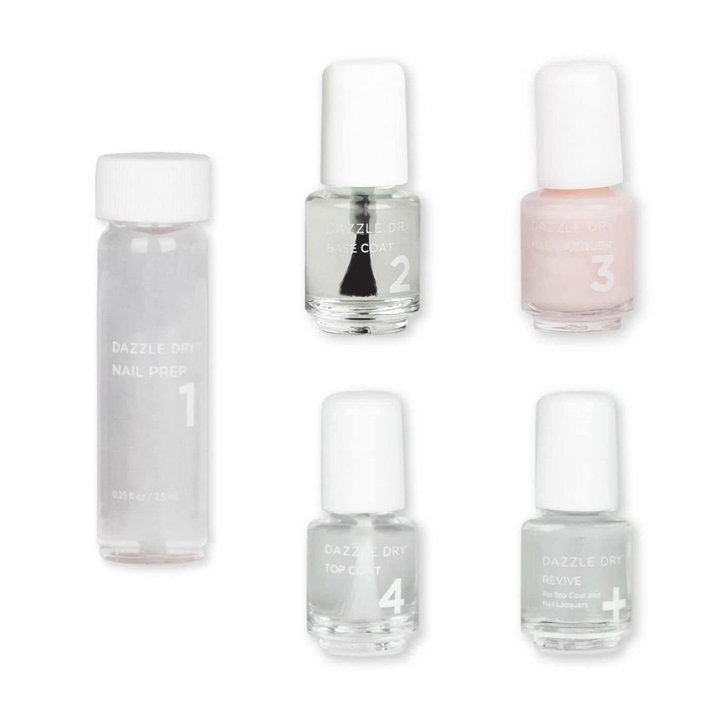 Dazzle Dry Mini Kit 4 Step System - Alluring Charm - A pale pink with a creamy finish. Full coverage cream. (5 Piece Kit / 5 Manicures)