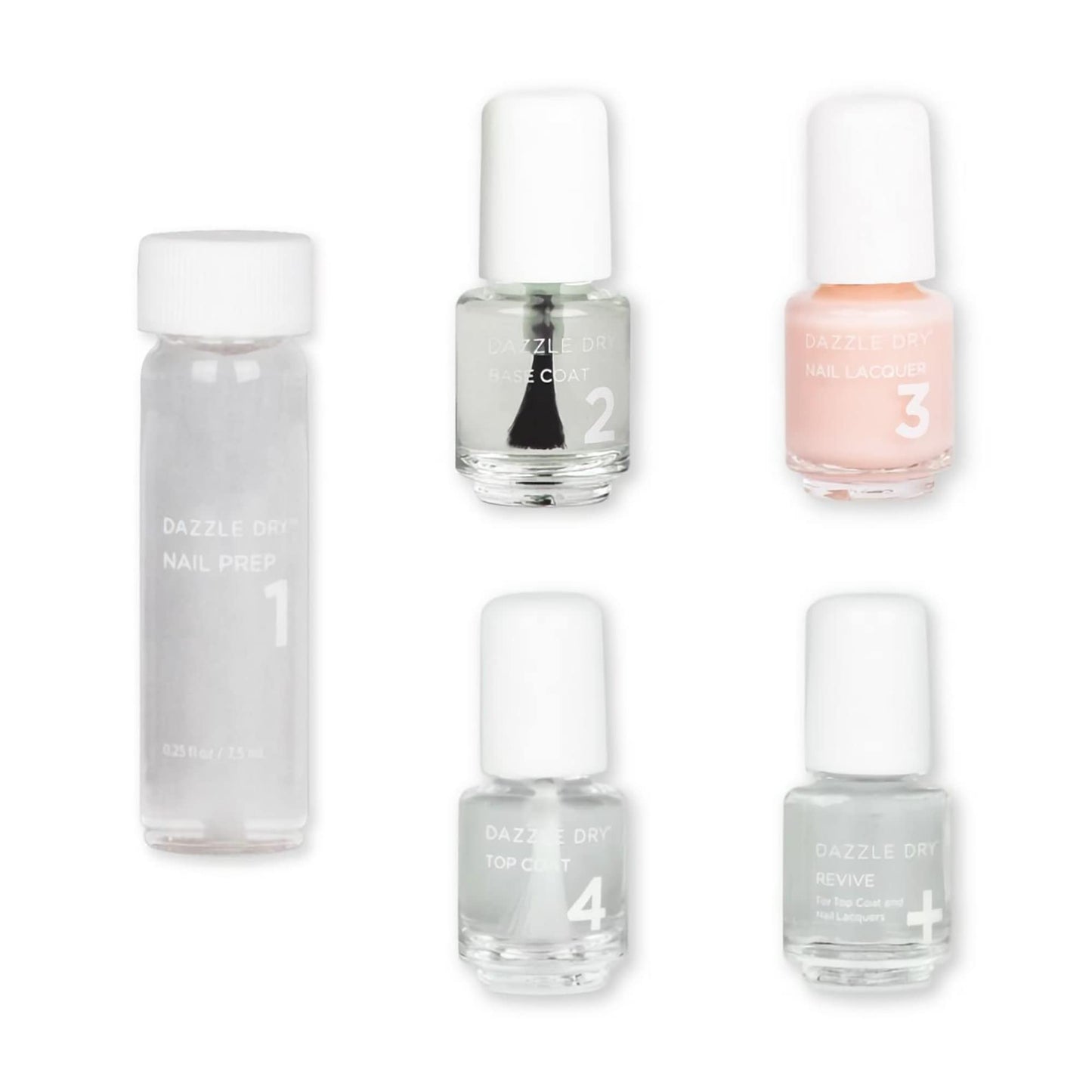 Dazzle Dry Mini Kit 4 Step System - Alluring Charm - A pale pink with a creamy finish. Full coverage cream. (5 Piece Kit / 5 Manicures)
