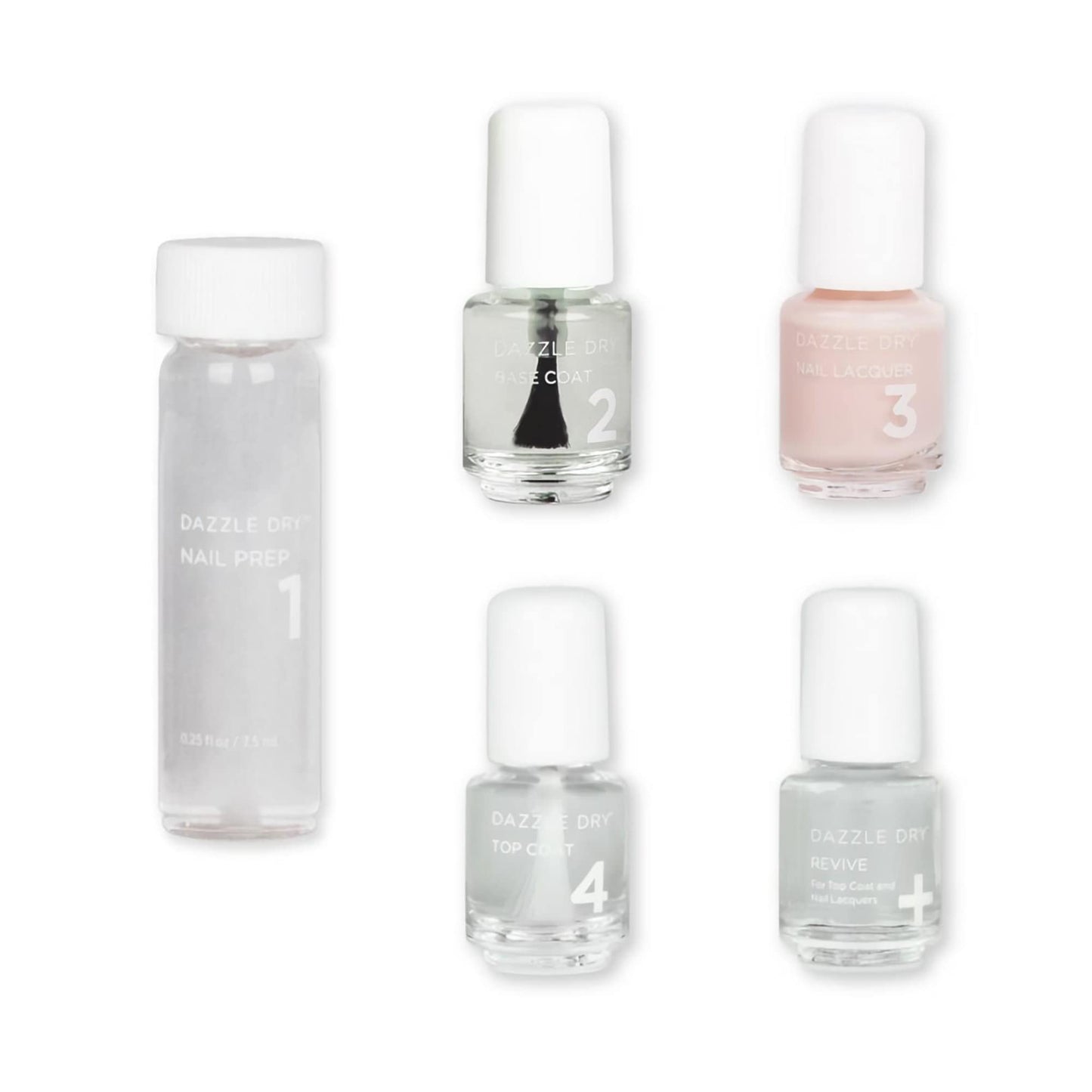 Dazzle Dry Mini Kit 4 Step System - Alluring Charm - A pale pink with a creamy finish. Full coverage cream. (5 Piece Kit / 5 Manicures)